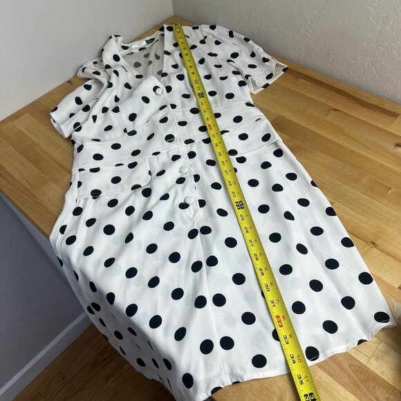 RIXO Mini Dress Laura Polka-Dot White V-Neck Short Sleeve Retro Size Medium - Picture 11 of 11